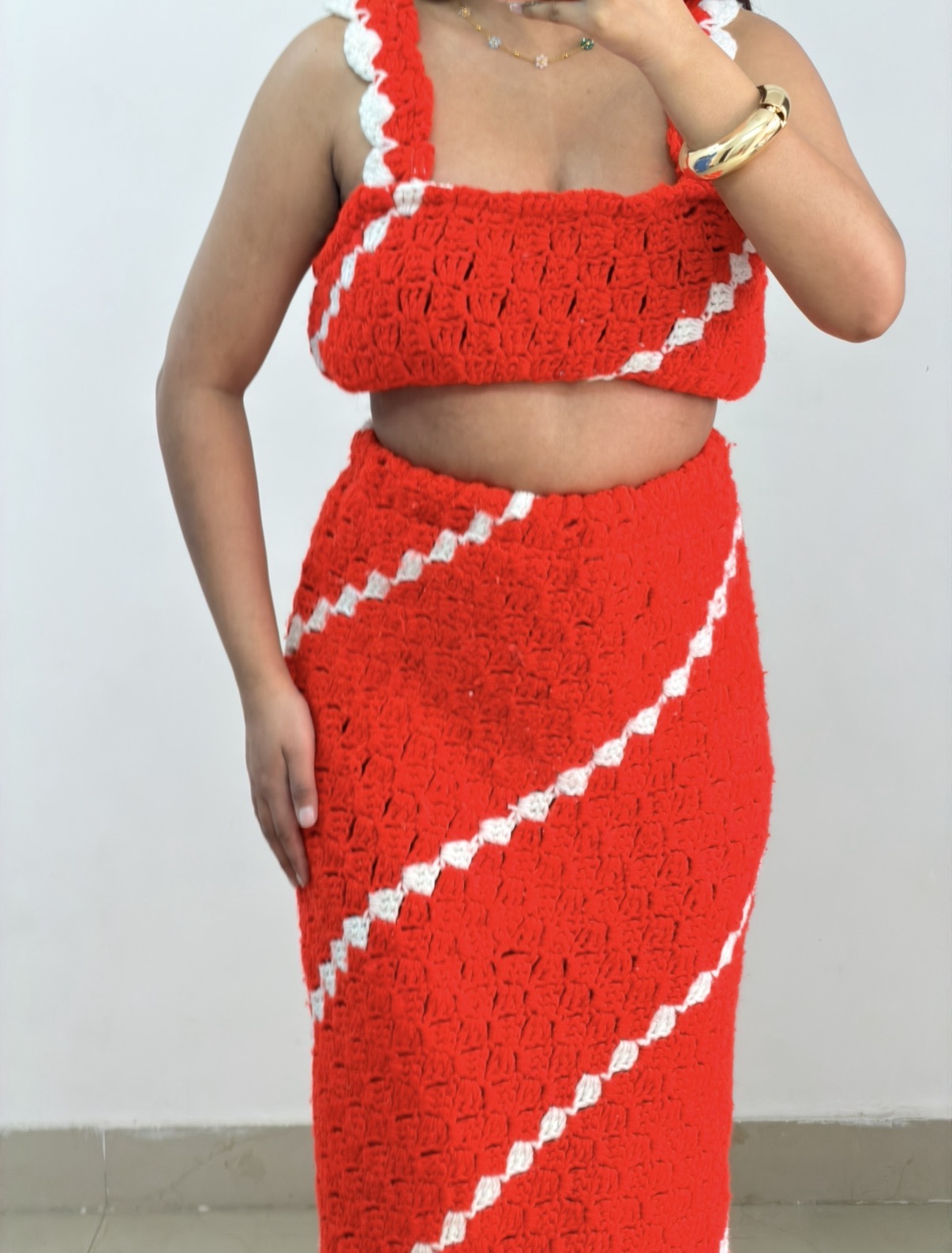 Red crochet set