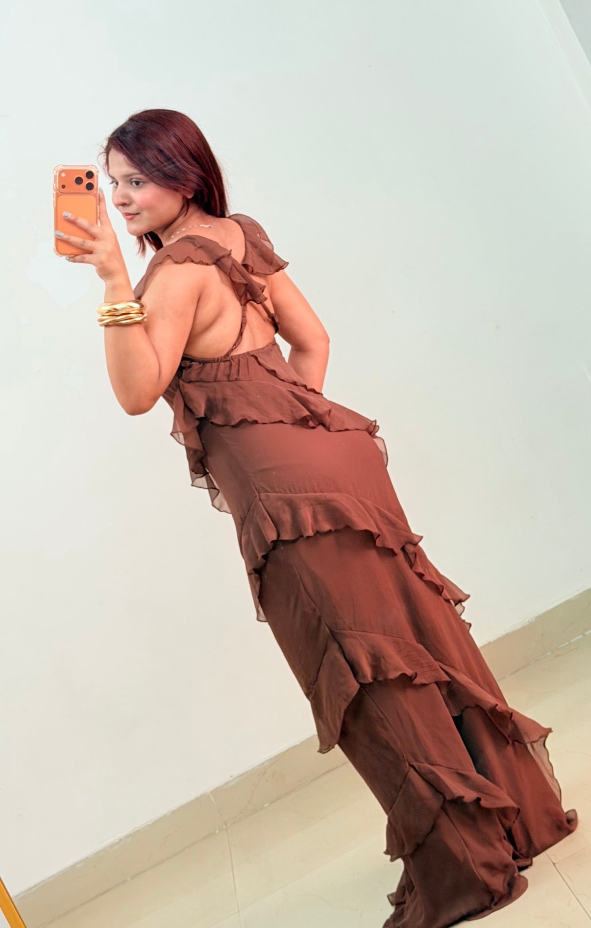 Brown ruffle dress🤎