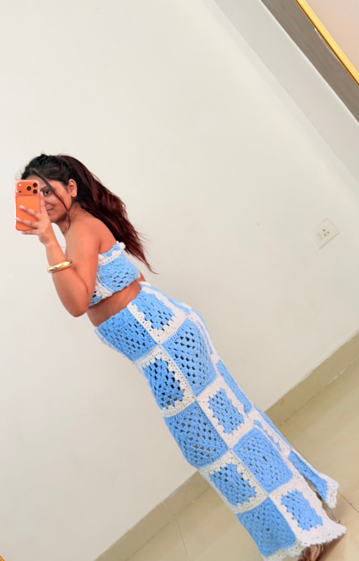 Blue crochet skirt