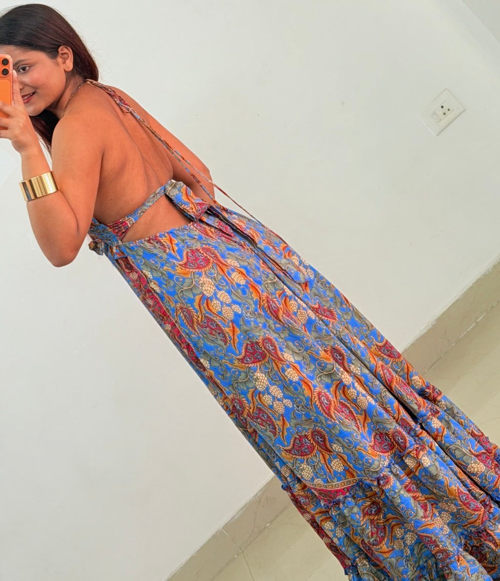 Blue boho dress