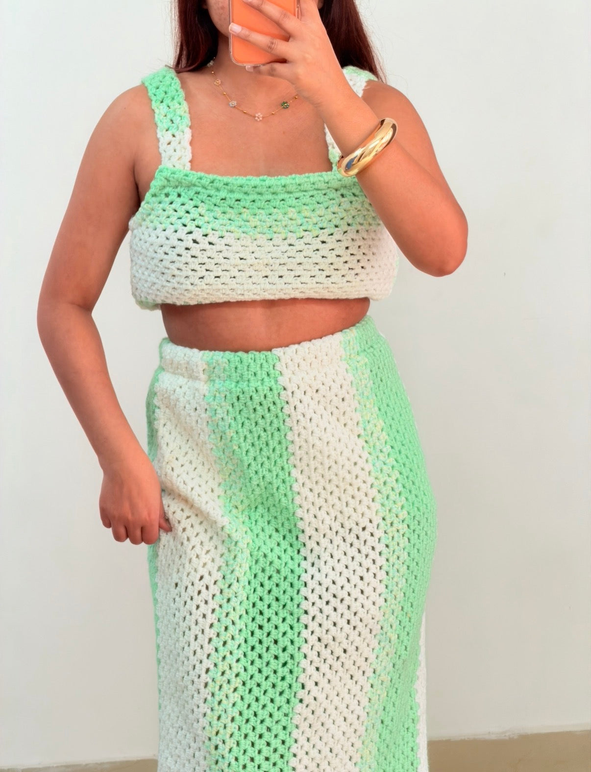 Green crochet set