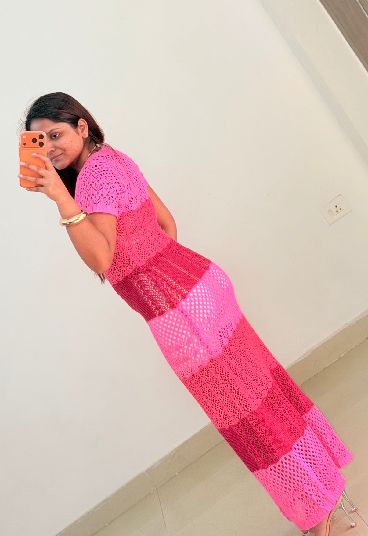 Pink crochet dress
