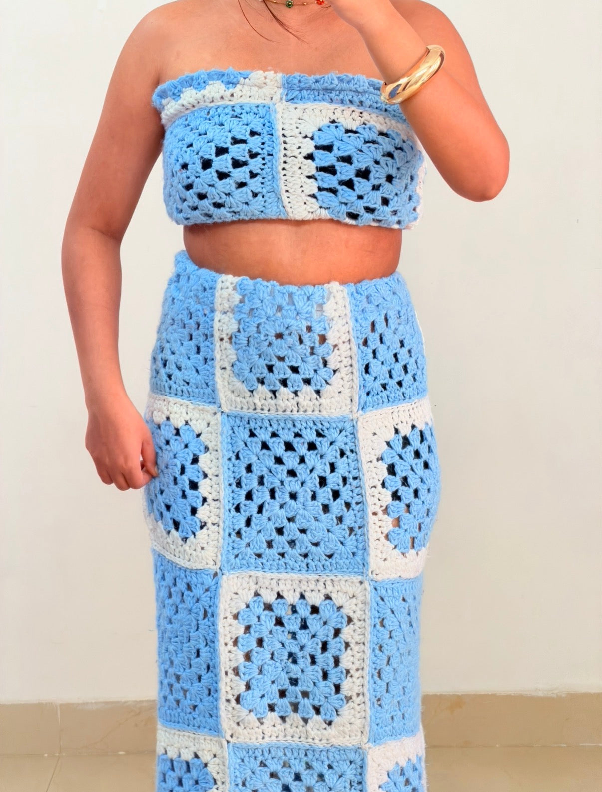 Blue crochet skirt