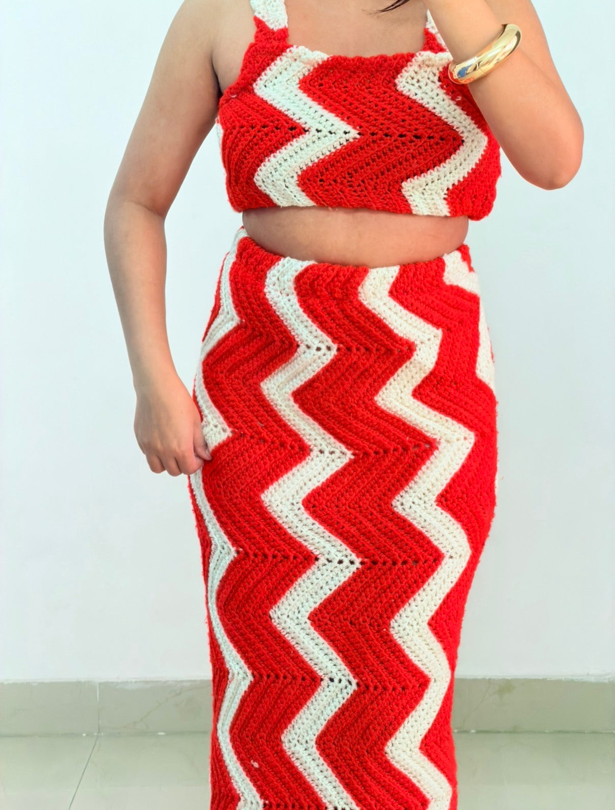 Red crochet set