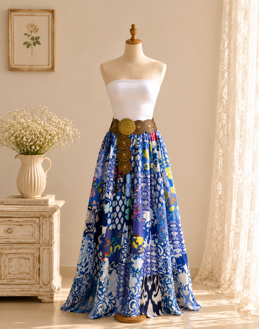Blue boho skirt
