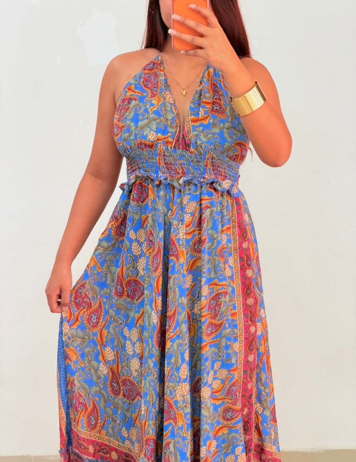 Blue boho dress