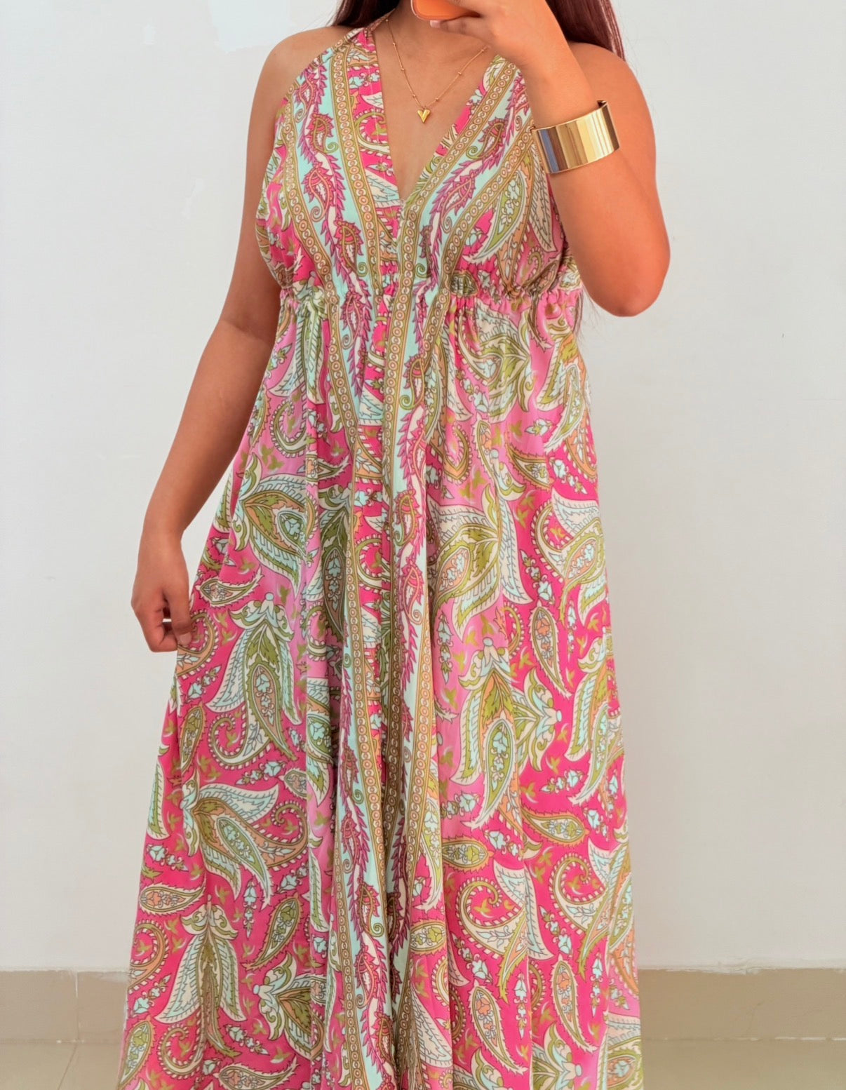 Pink boho dress