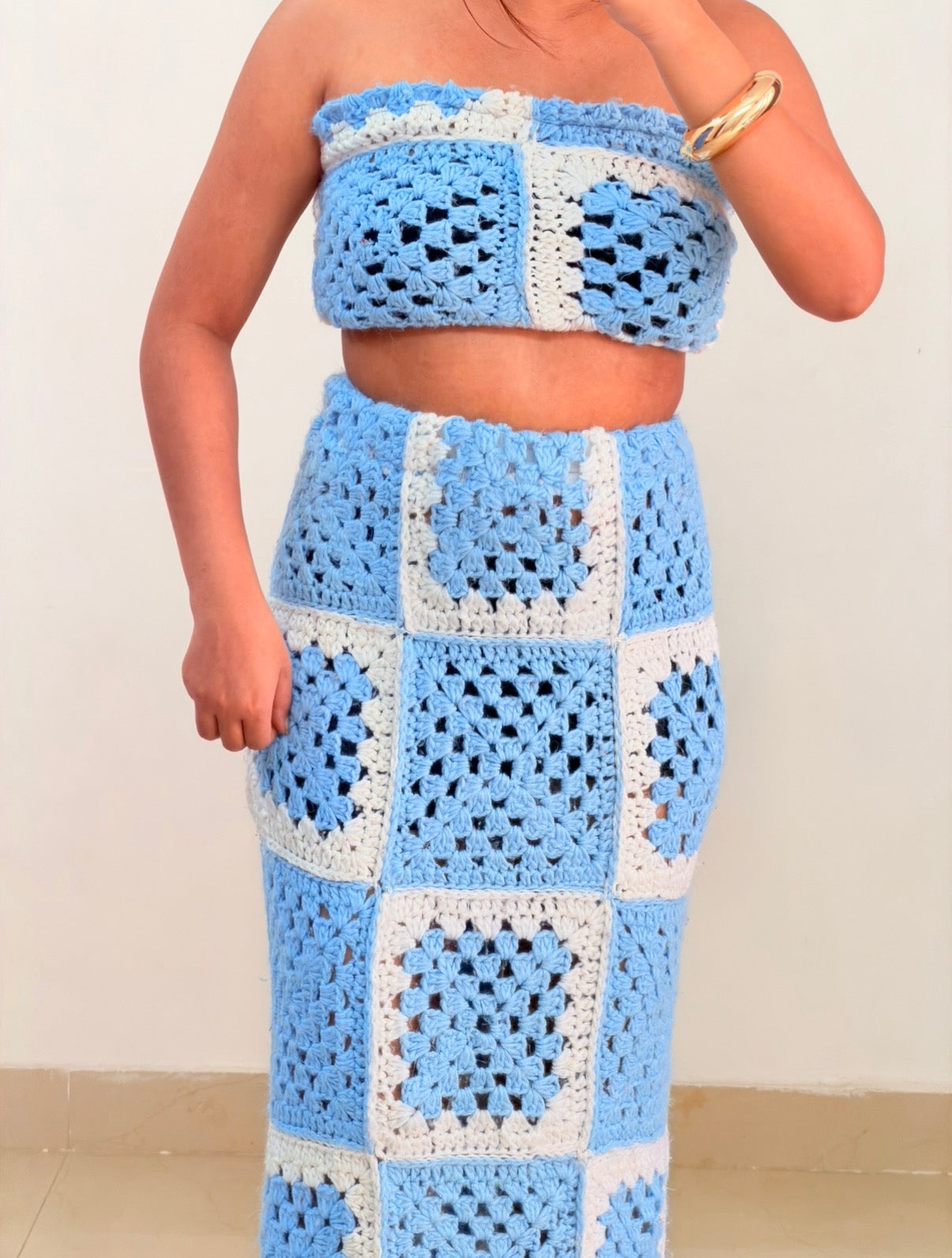 Blue crochet skirt