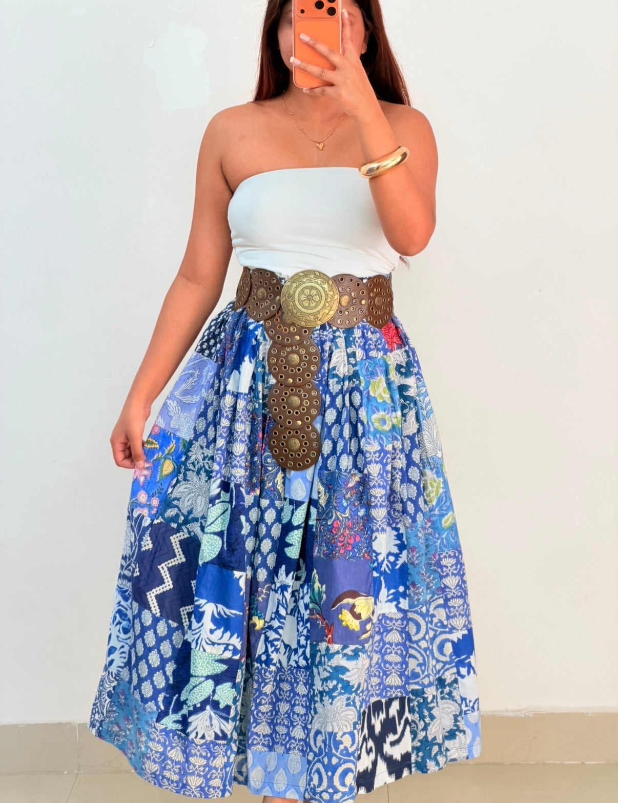 Blue boho skirt