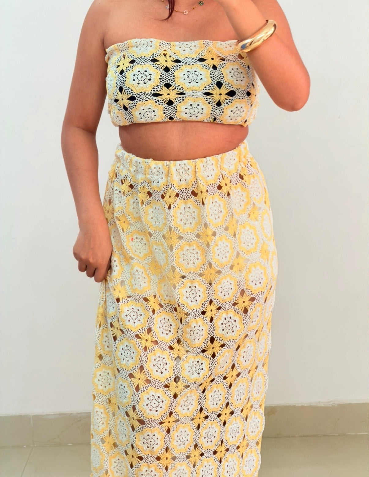 Yellow crochet set