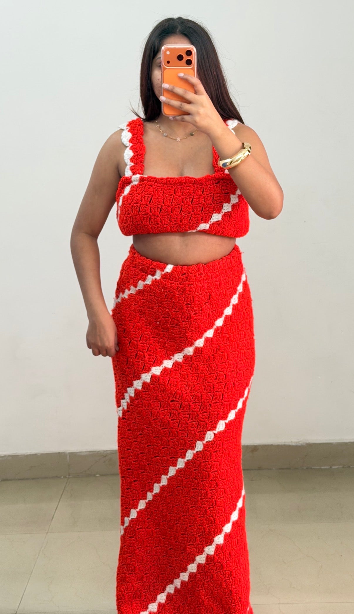 Red crochet set