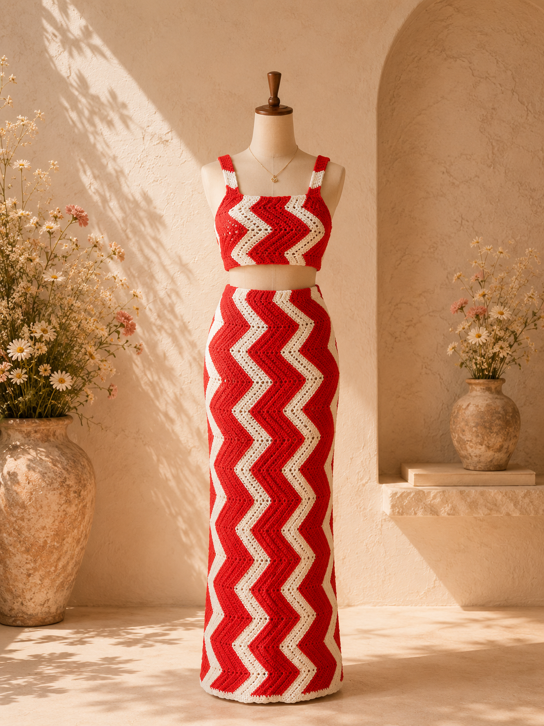 Red crochet set