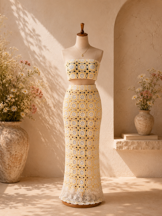 Yellow crochet set