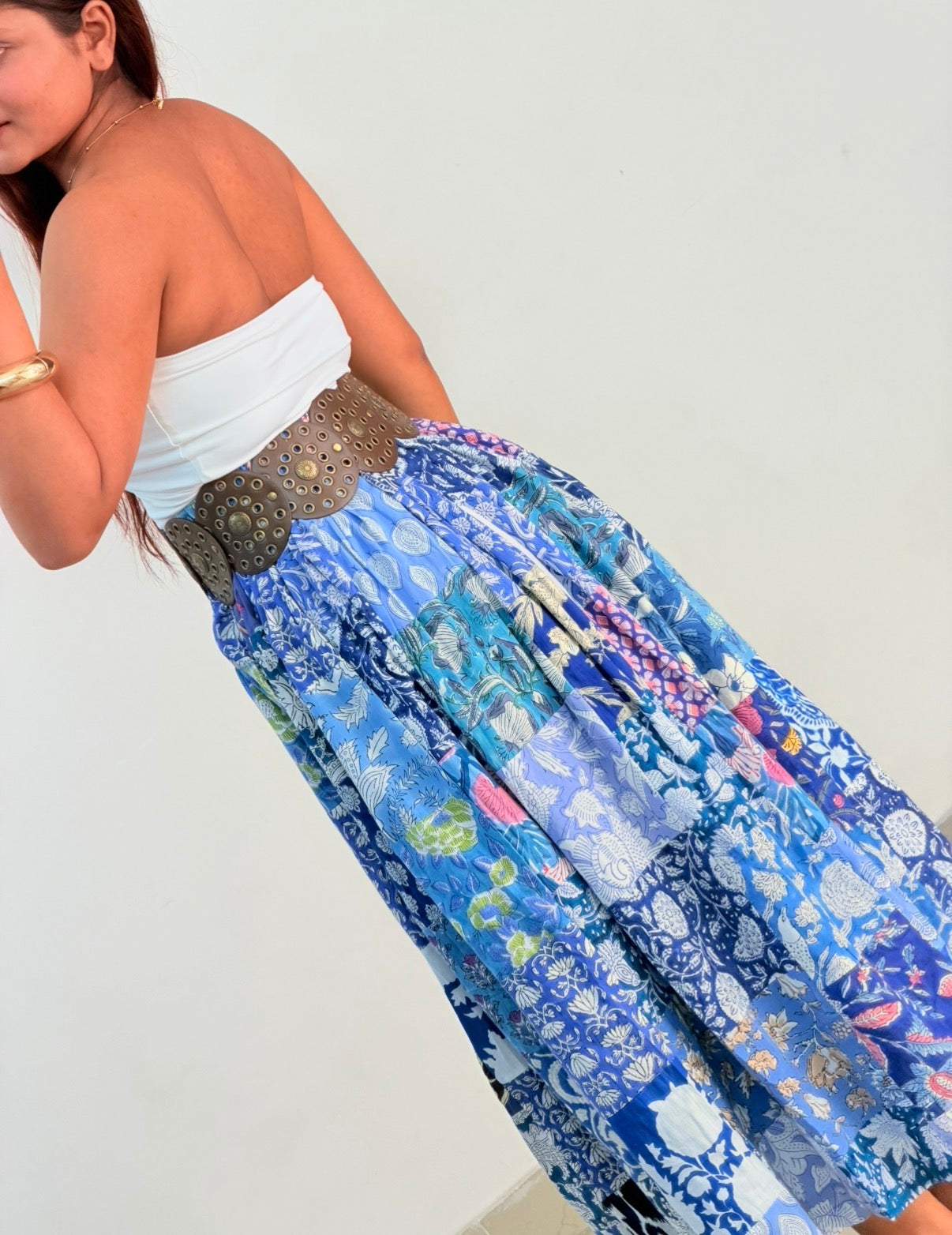 Blue boho skirt