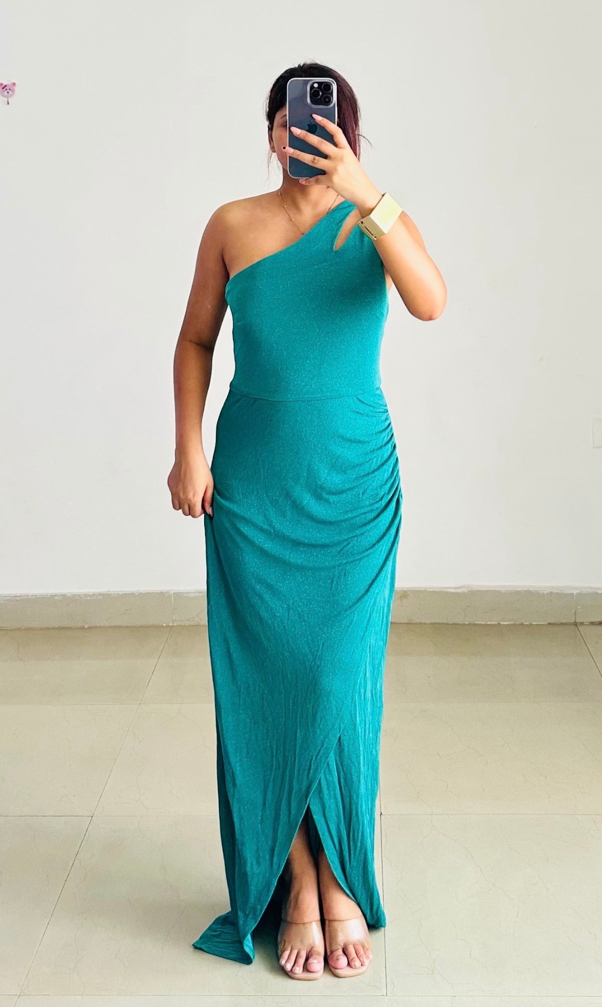 Green one shoulder dress