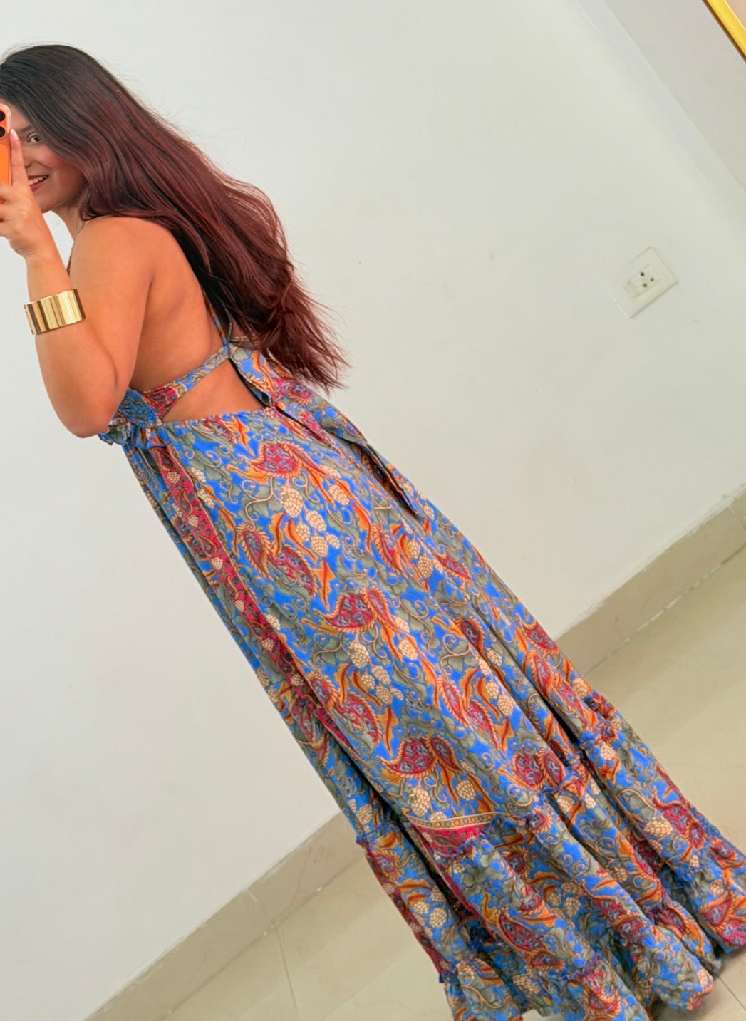Blue boho dress