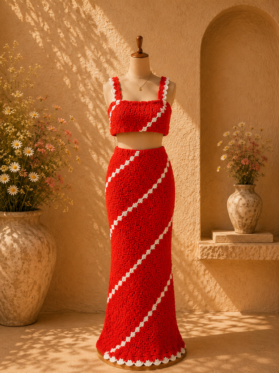 Red crochet set