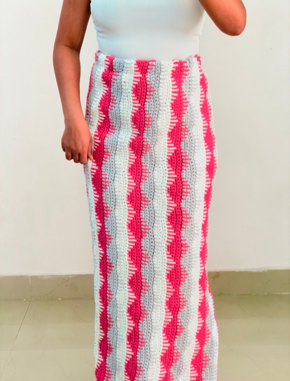 Pink crochet skirt