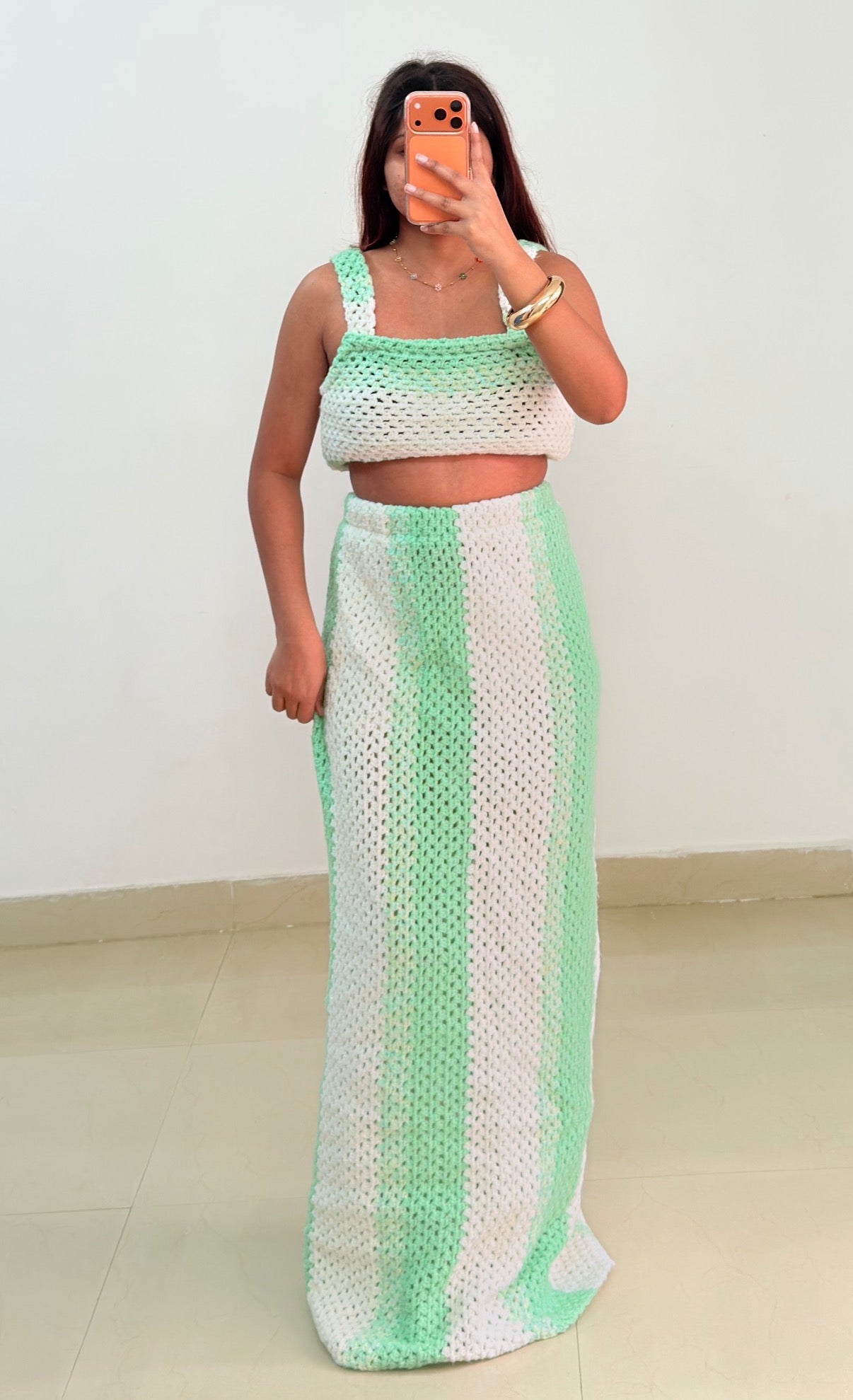 Green crochet set