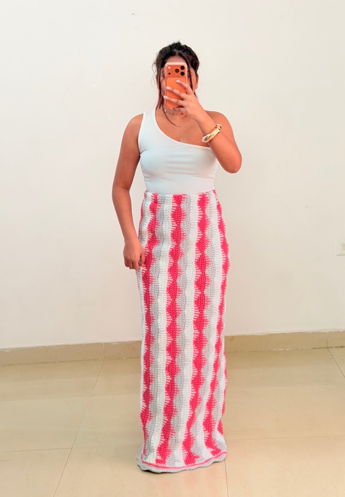 Pink crochet skirt