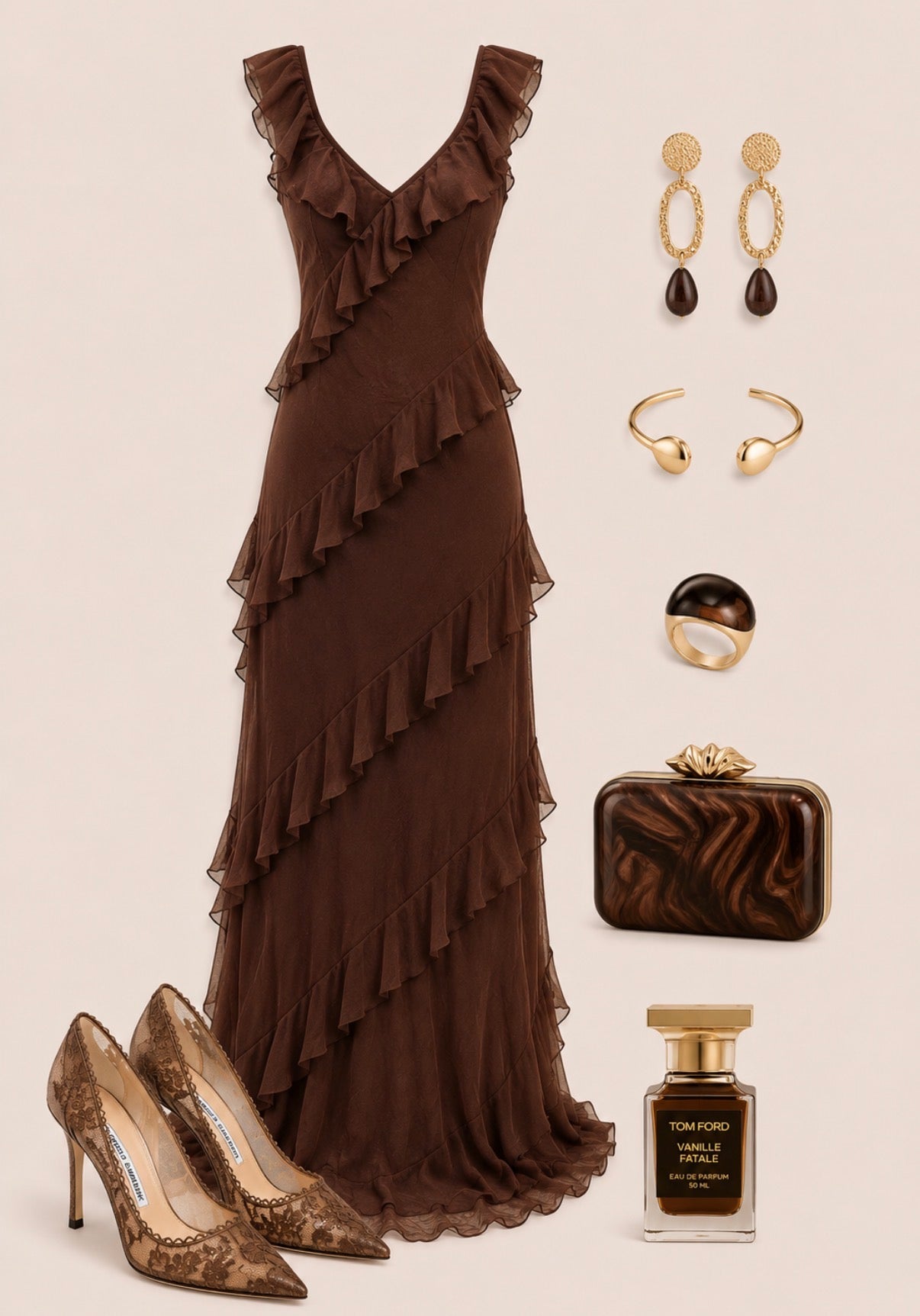 Brown ruffle dress🤎