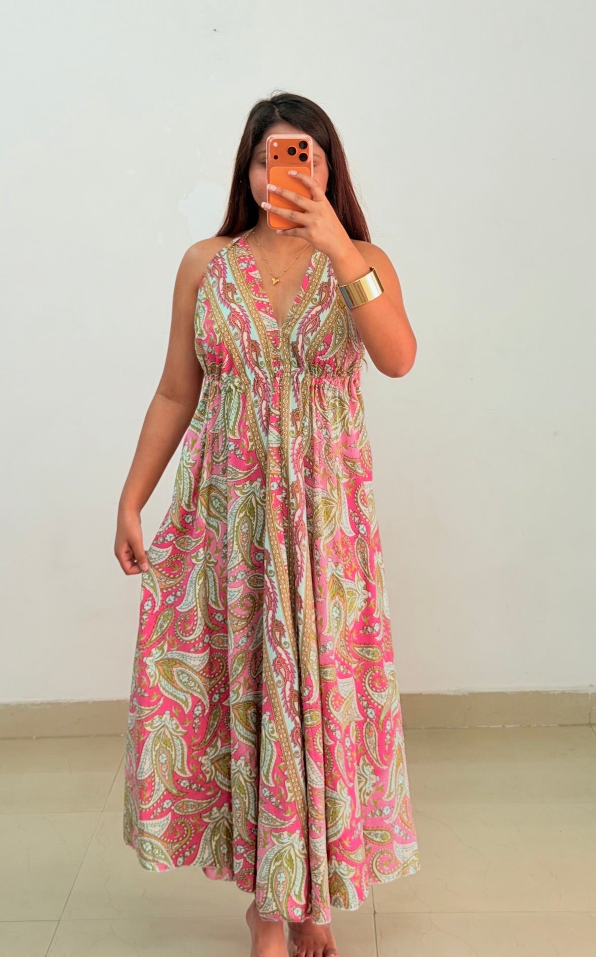 Pink boho dress