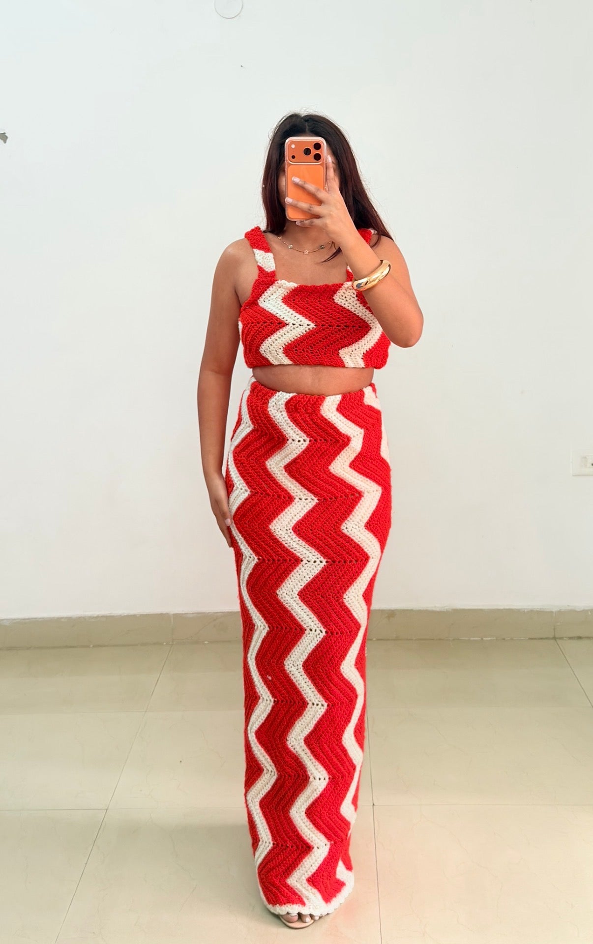 Red crochet set