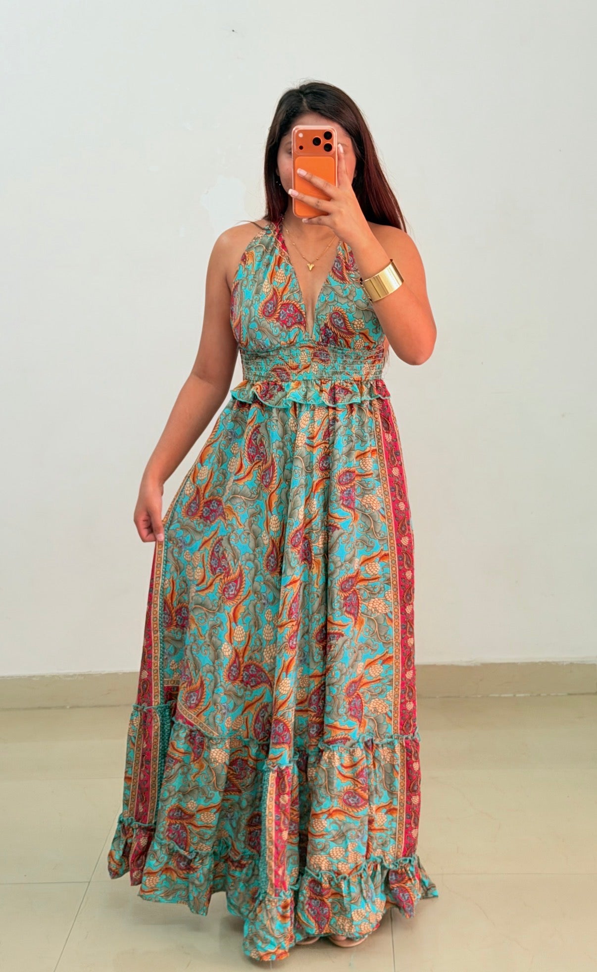Prettiest boho green dress