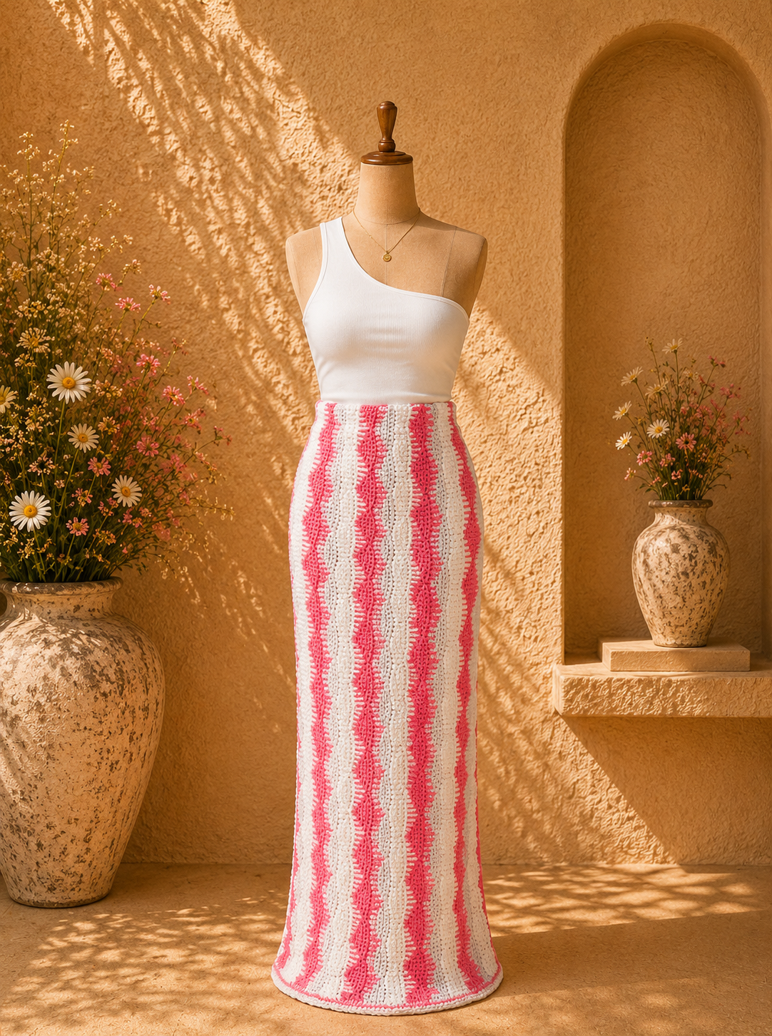 Pink crochet skirt