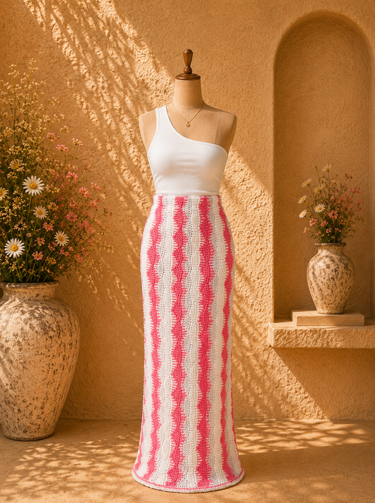 Pink crochet skirt