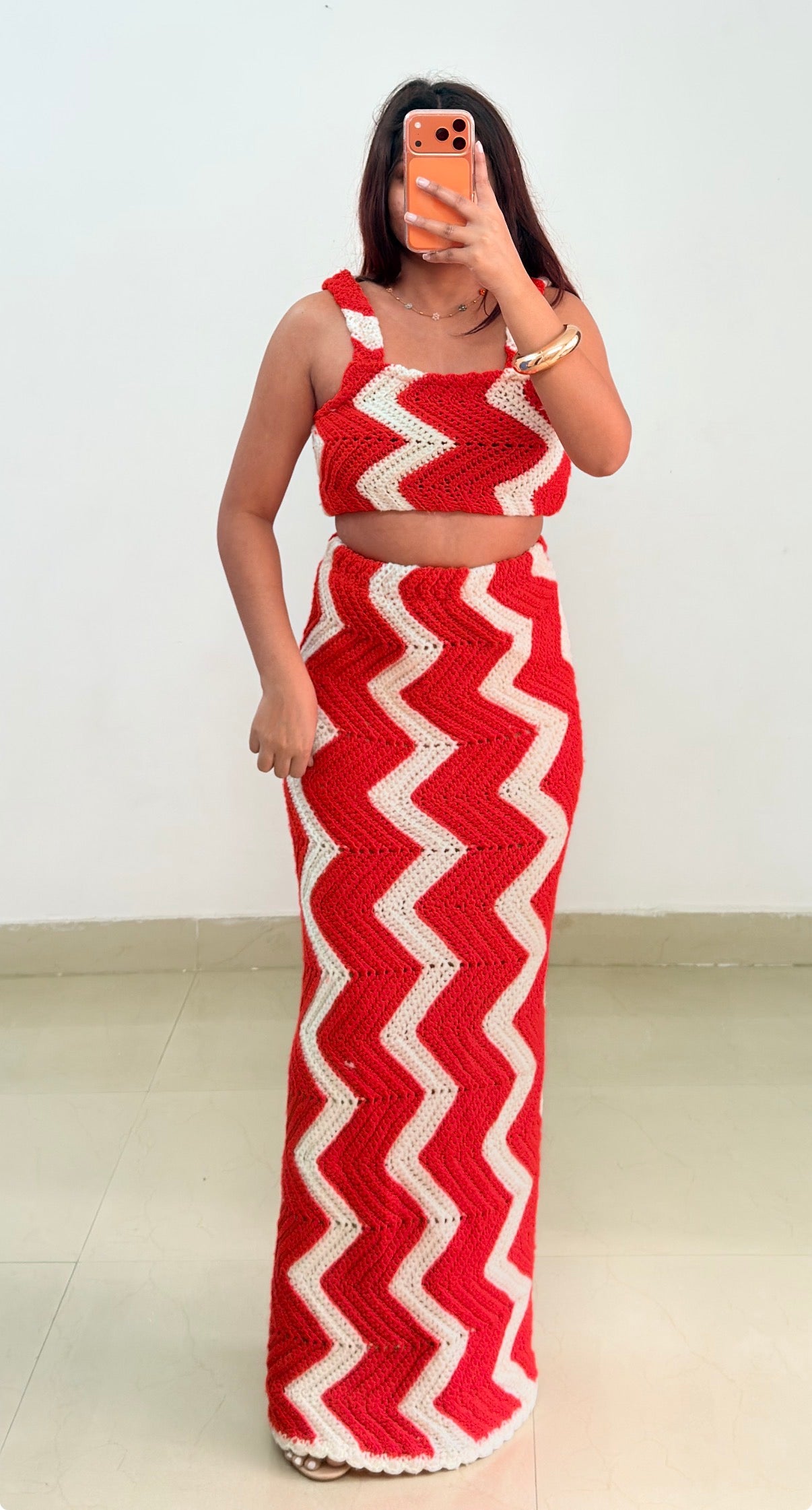 Red crochet set
