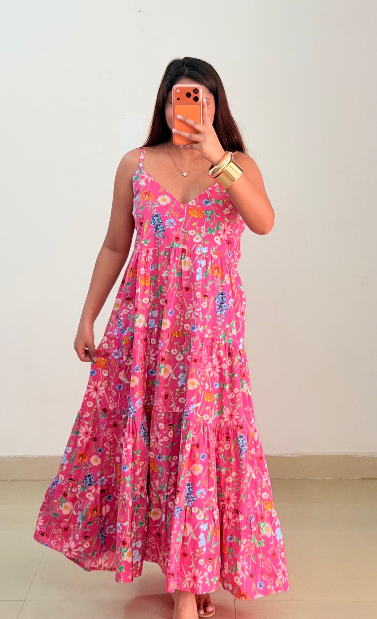 Pink printed dress
