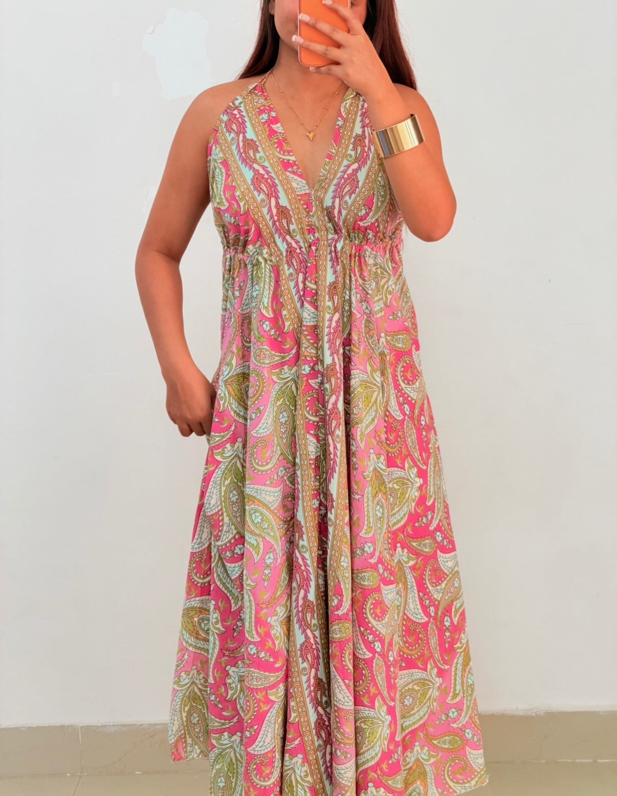 Pink boho dress