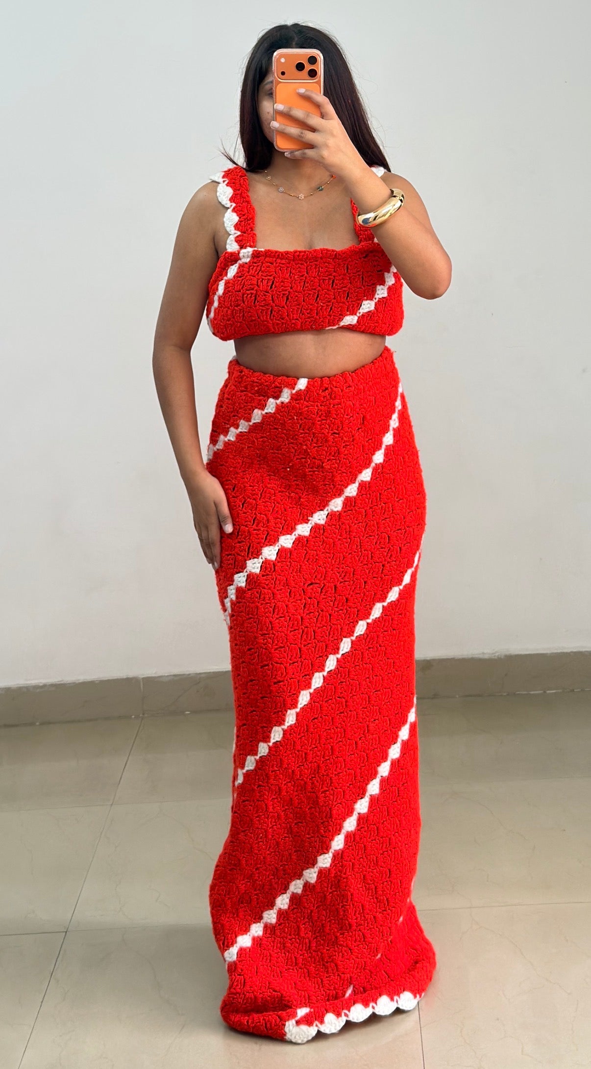 Red crochet set