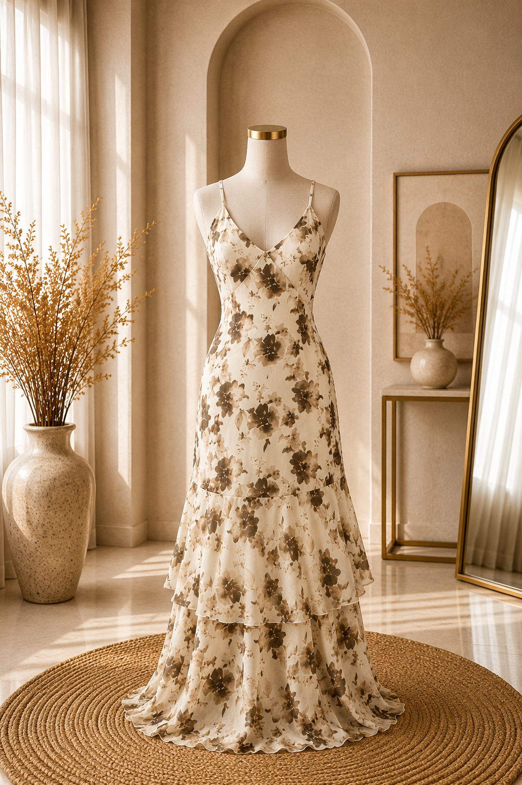 Beige frill dress