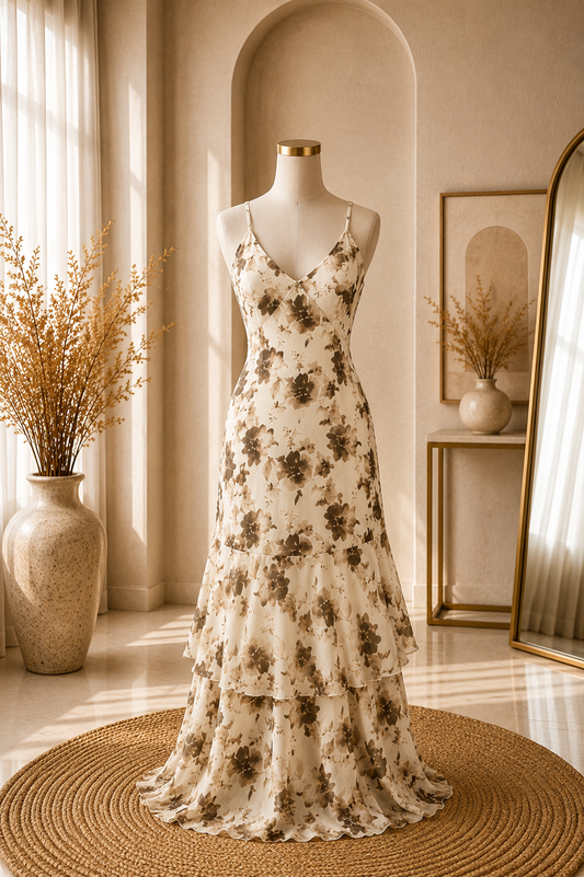 Beige frill dress