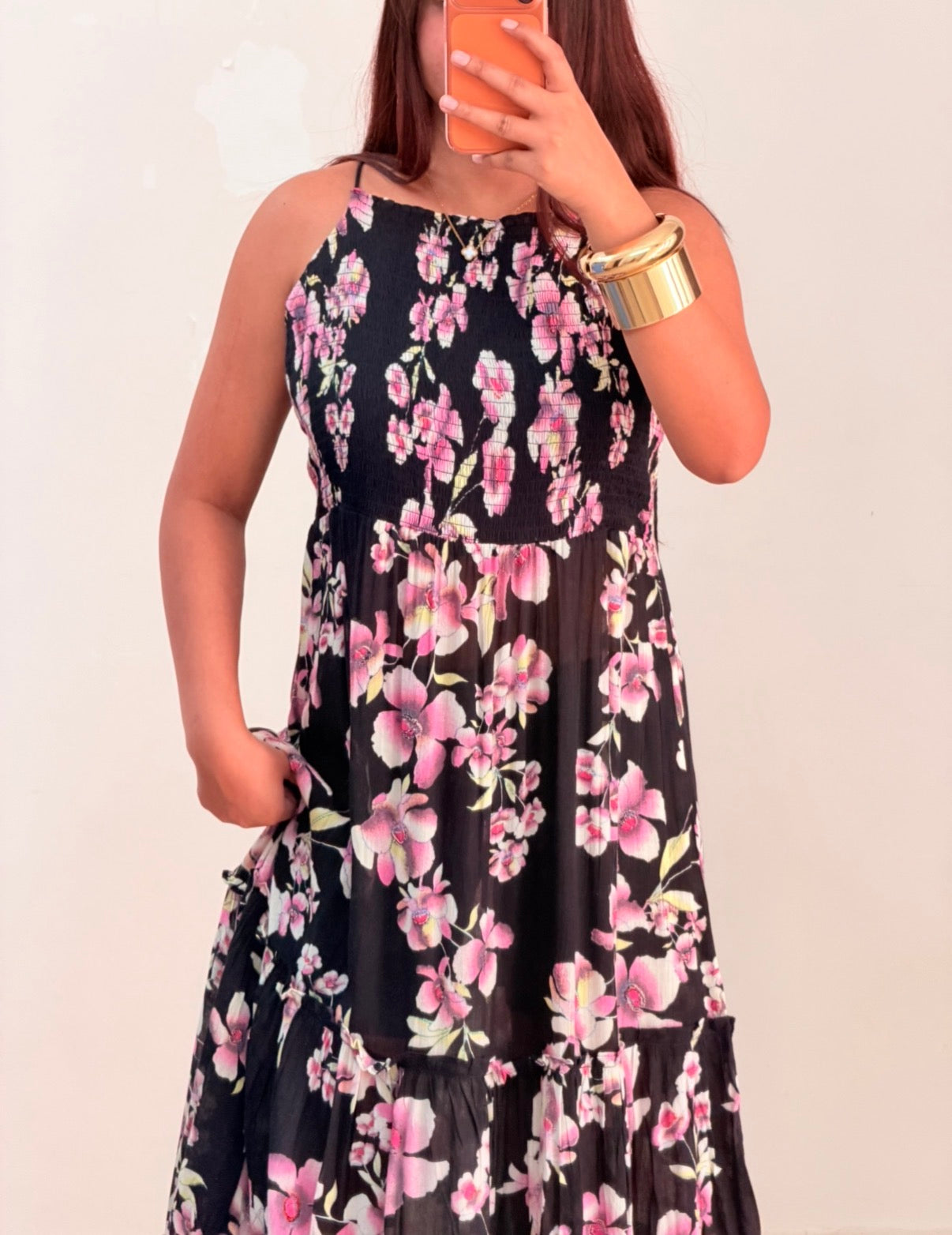 Black printed dress