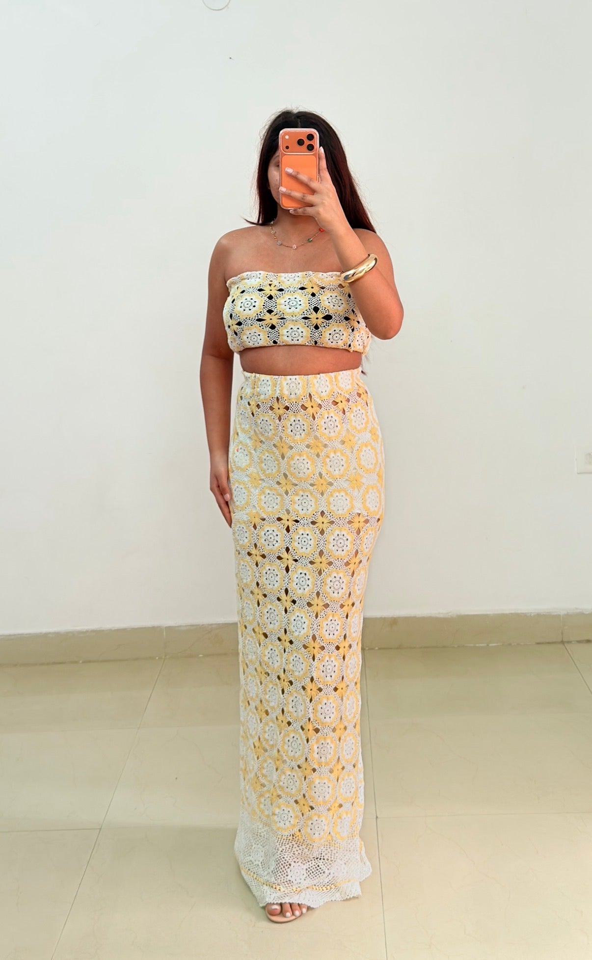 Yellow crochet set