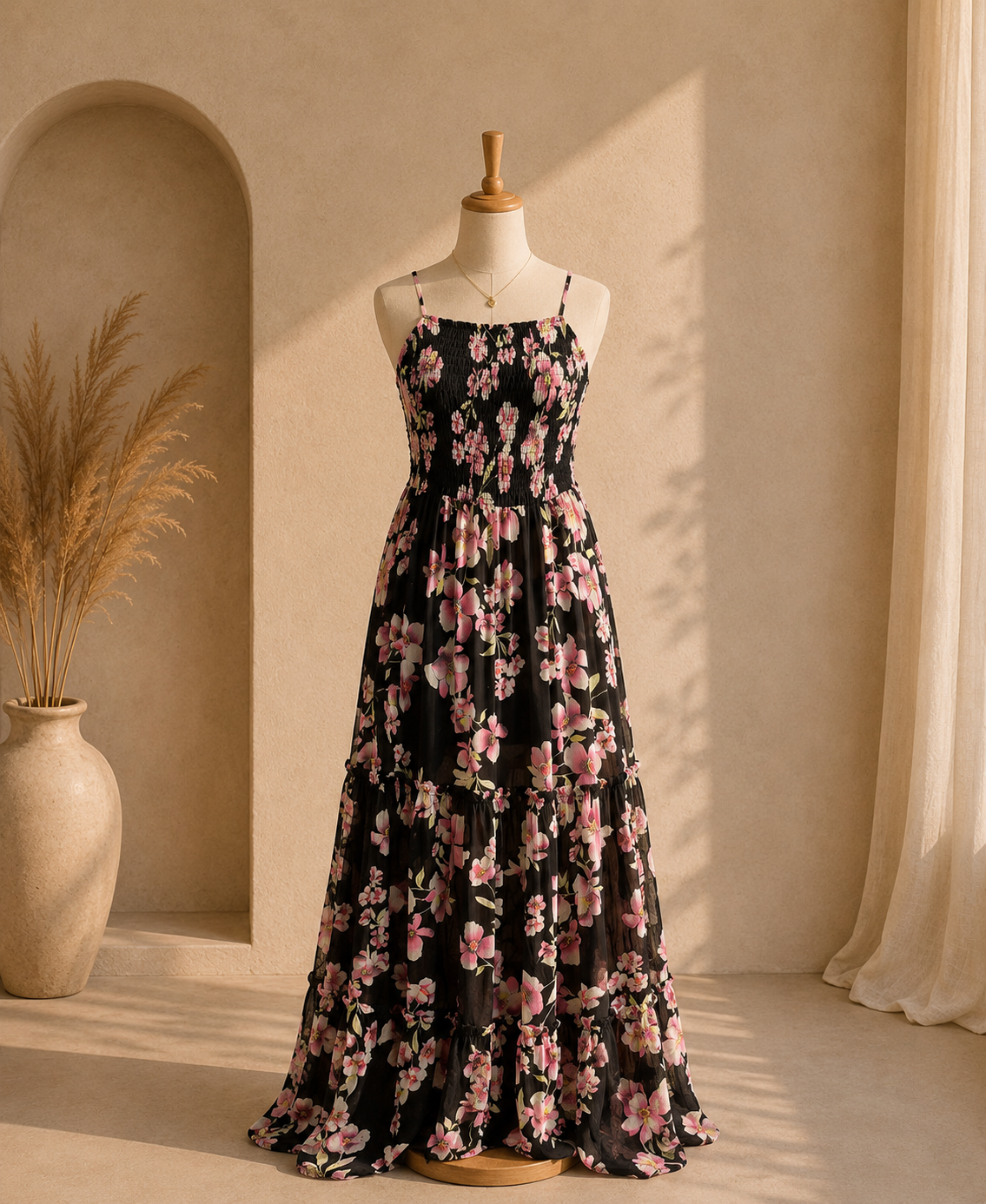Black printed dress