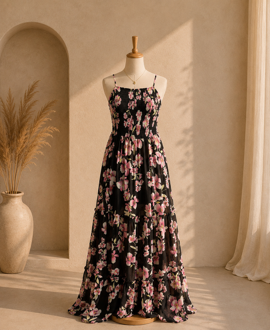 Black printed dress