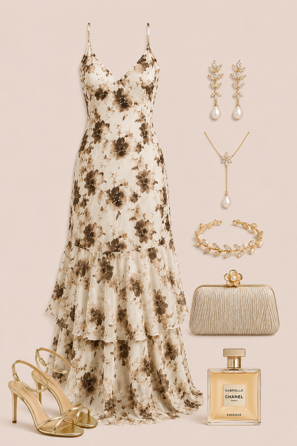 Beige frill dress