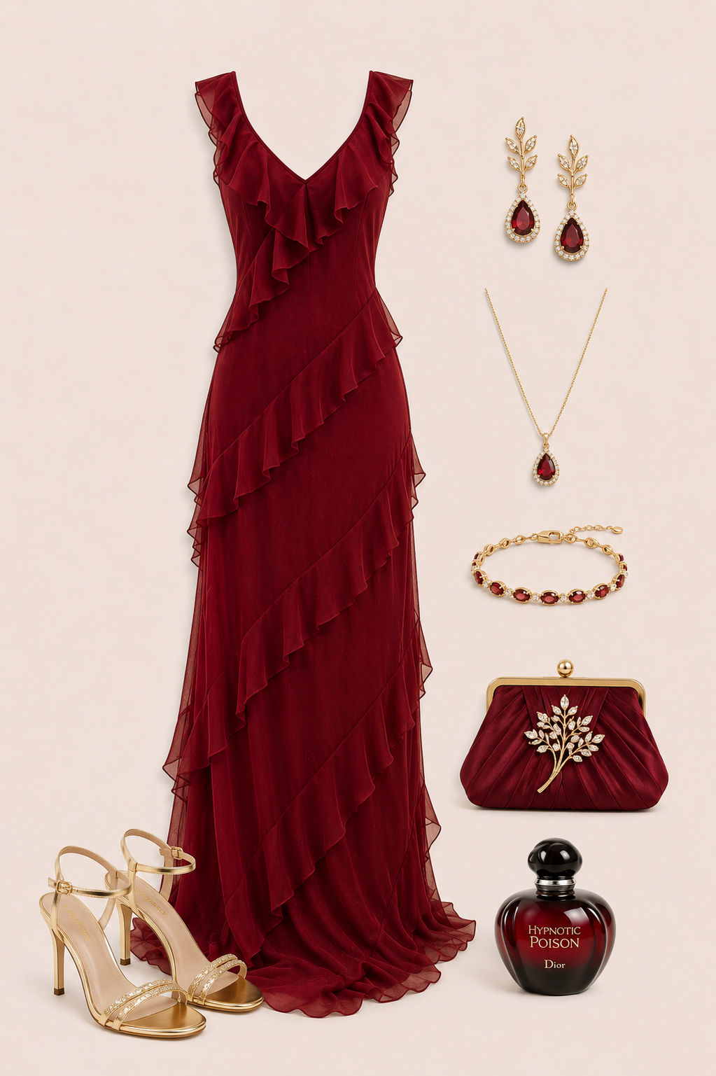 Maroon ruffle dress