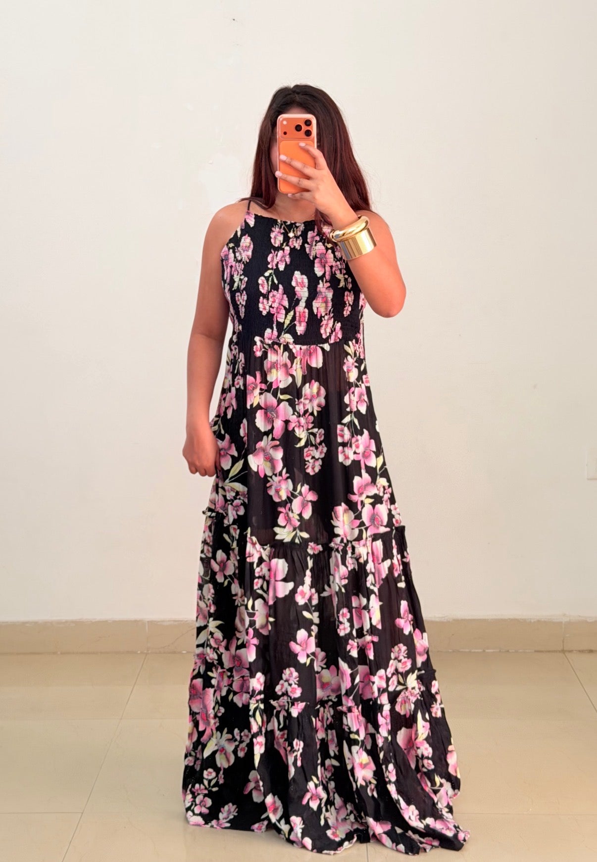 Black printed dress
