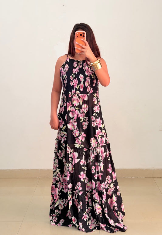 Black printed dress