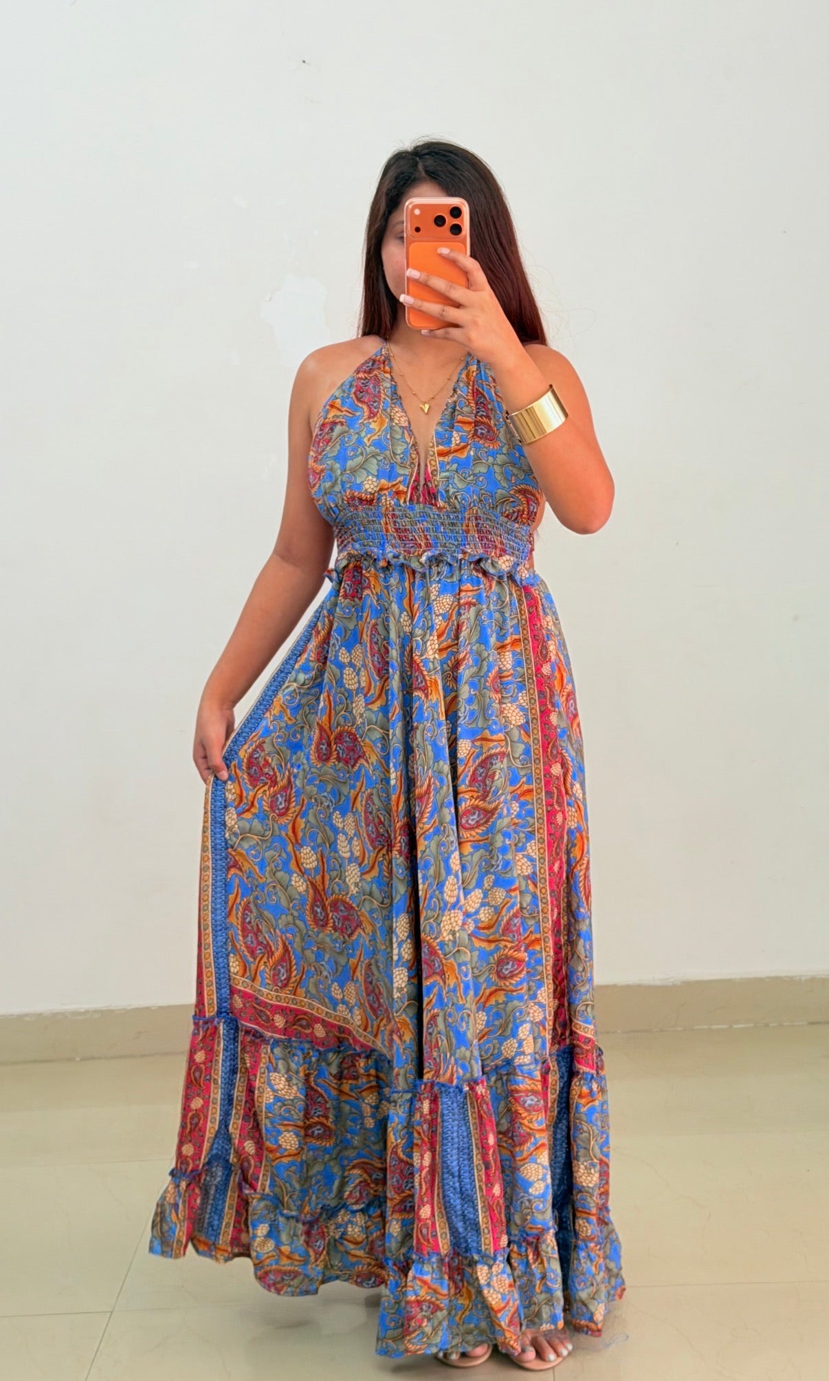 Blue boho dress