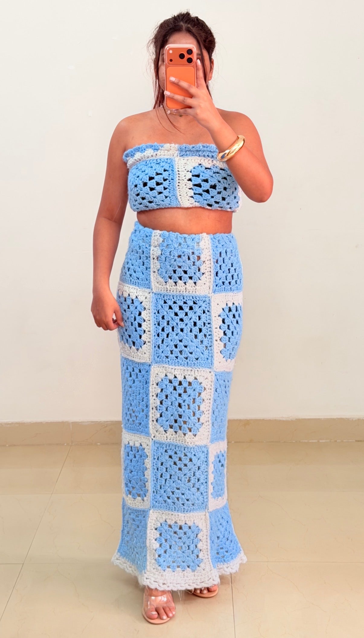 Blue crochet skirt